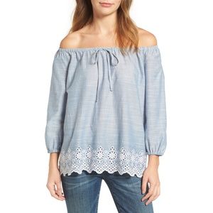 NYDJ Eyelet Embroidered Off the Shoulder Top